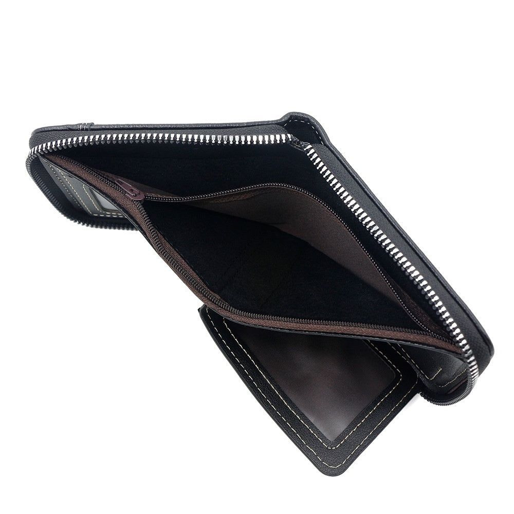 Matte Stitching Men's Short Wallet Multiple Card Slots