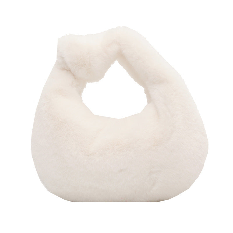 Hand-carrying Plush Tote Solid Color Single-shoulder Bag