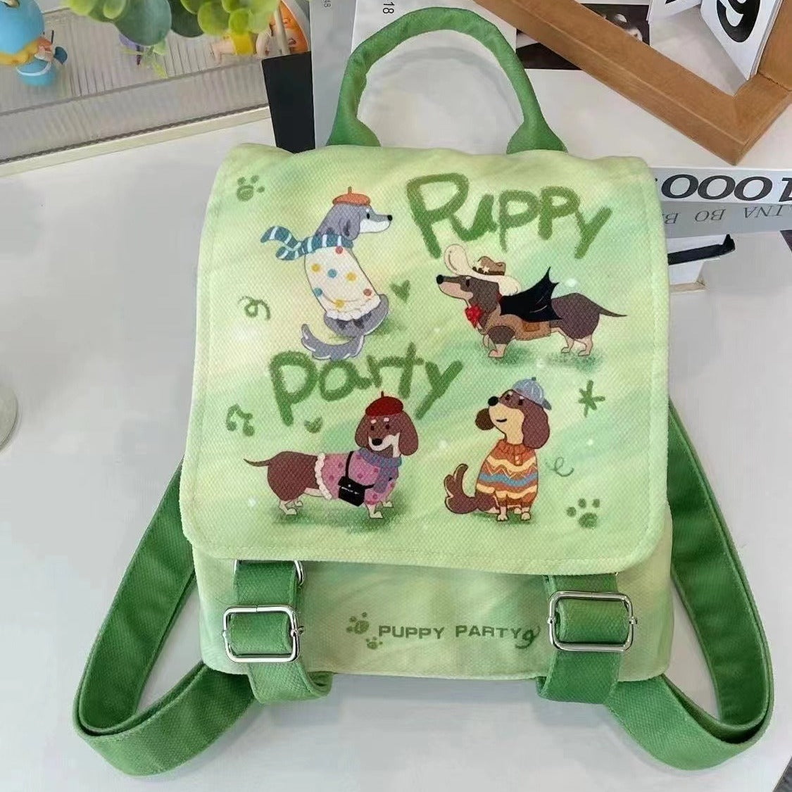 Puppy Party Backpack Student Cute Casual