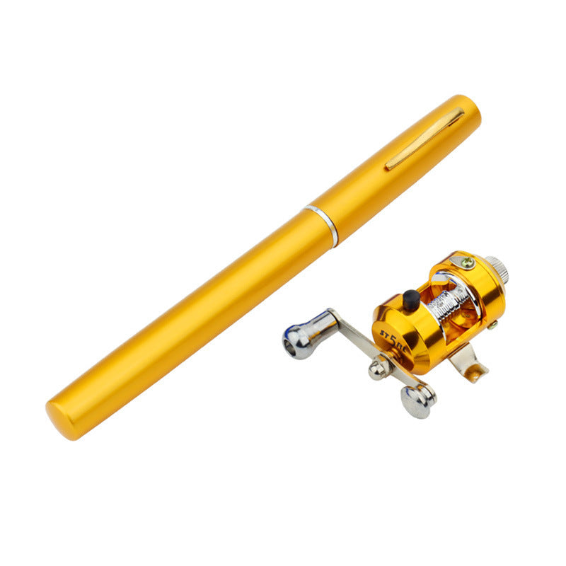 Genuine mini ice fishing pen pole fishing rod fishing rod with drum set, small sea pole portable fishing rod.