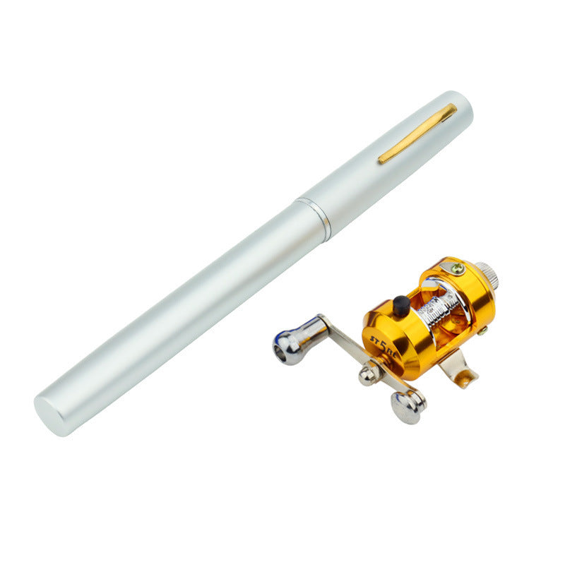 Genuine mini ice fishing pen pole fishing rod fishing rod with drum set, small sea pole portable fishing rod.