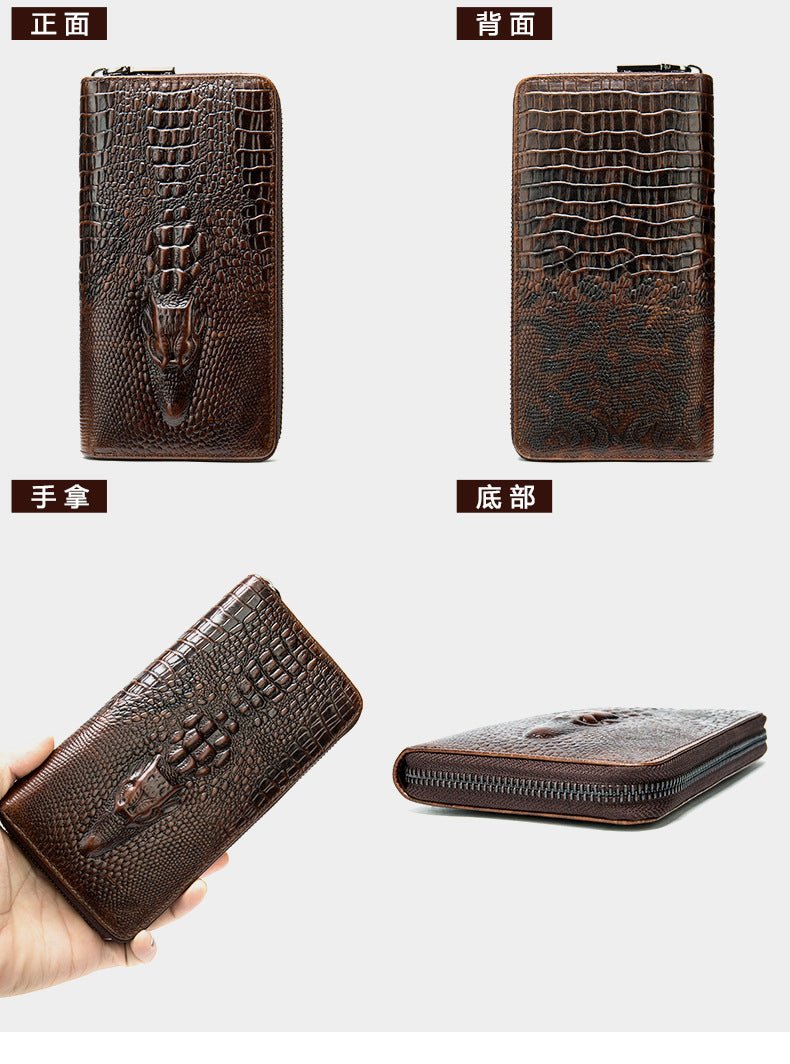 CROCODILE PATTERN LEATHER LONG WALLET