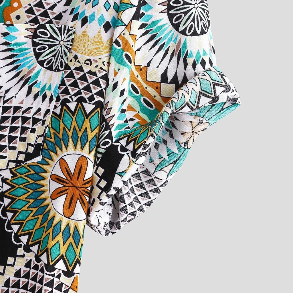 Summer Mens Vintage Printed Loose Casual Shirt Top