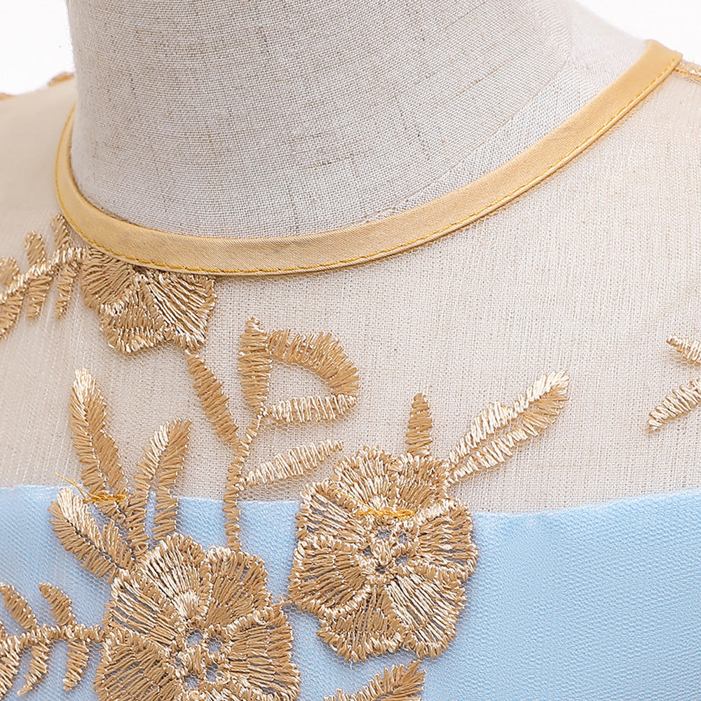 European and American children's dress princess dress bow pearl