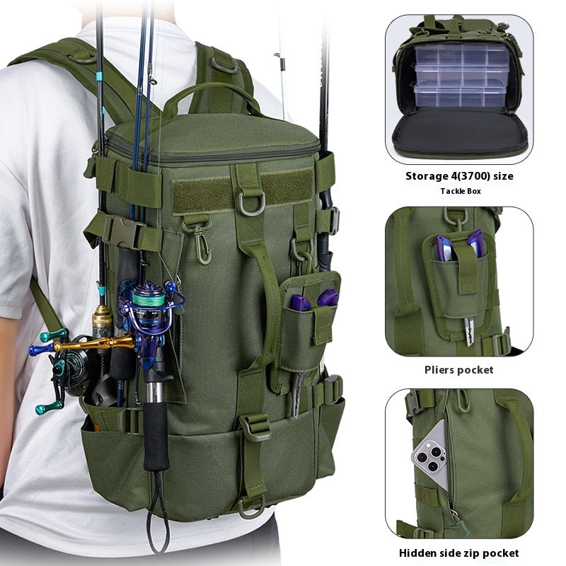Multifunctional Hiking Backpack Waterproof Oxford Cloth Fishing Gym Bag