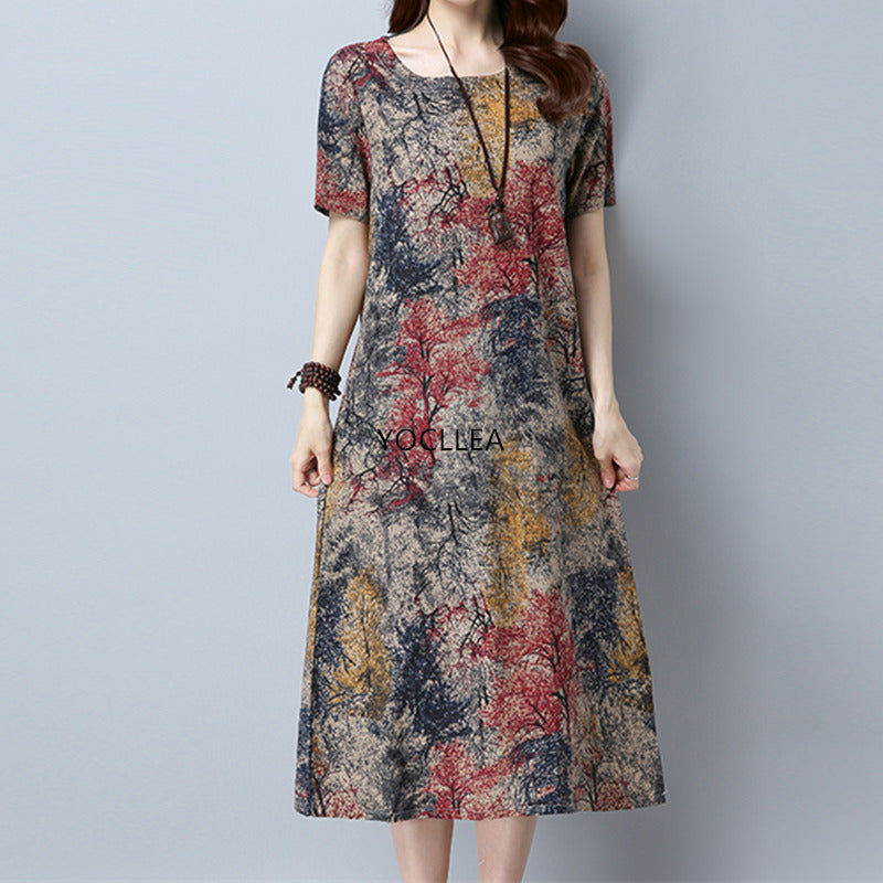 Summer Cotton Leprosy Dress Plus Size Women's clothing