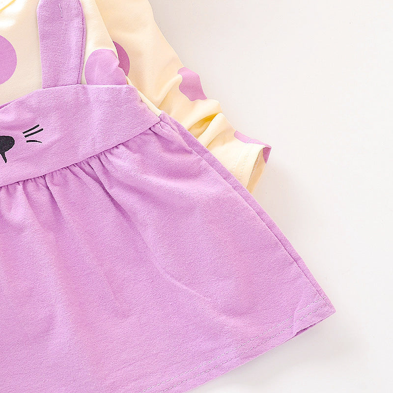 Girl's cotton long-sleeved dress