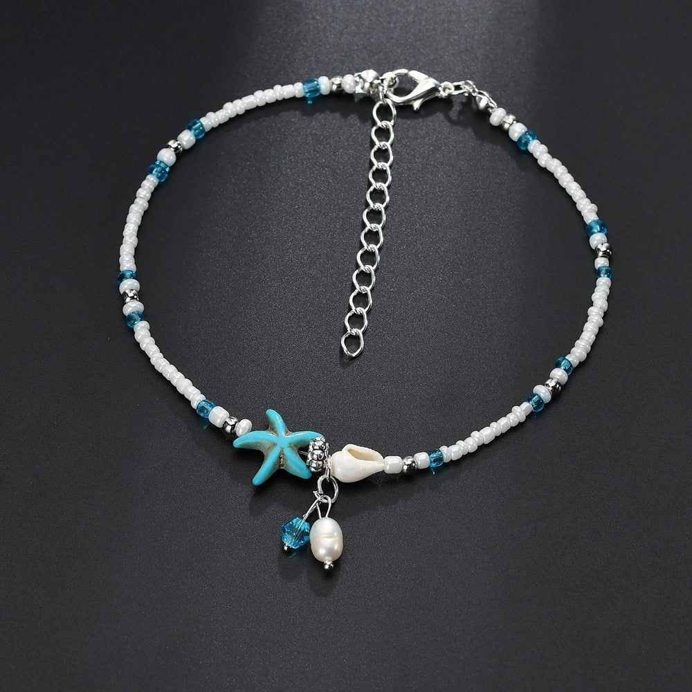 Starfish shell beach anklet