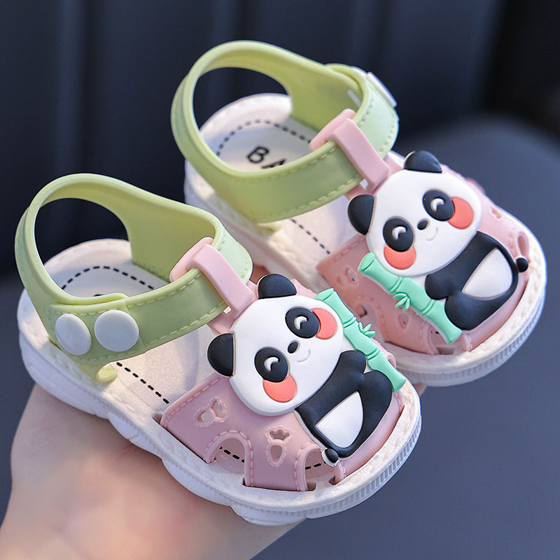 Children's Sandals Cartoon Toddler Closed Toe Hole Shoes Boys Baby Indoor Non-slip Soft Bottom