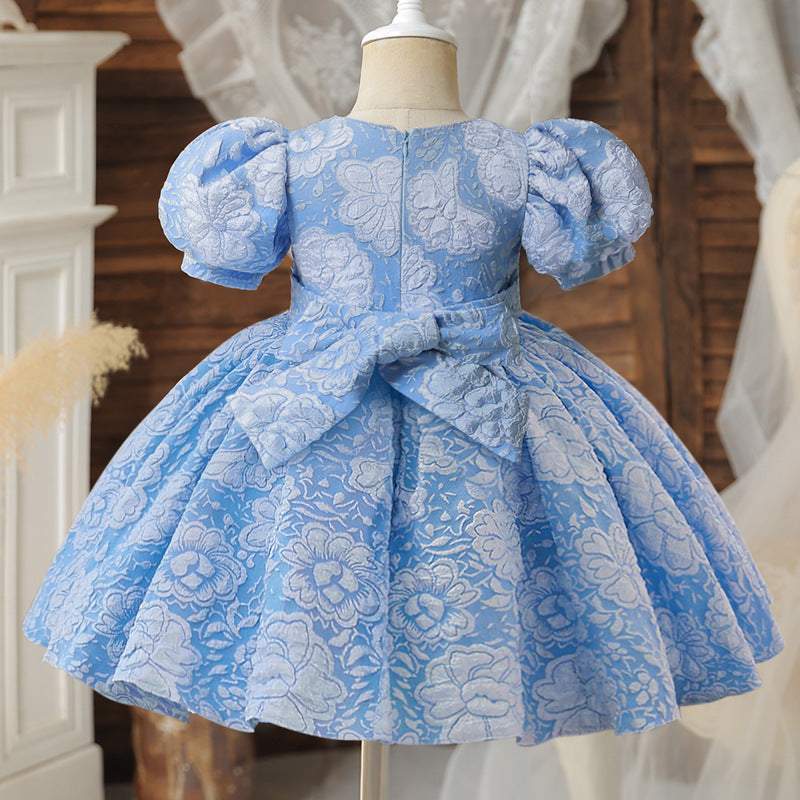 Girl's Baby Dress For One Year Old Puff Sleeve Bow Princess Dress