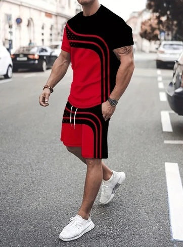 Summer Fashion Trend 3D Digital Printing Men's Short Sleeve Shorts Suit