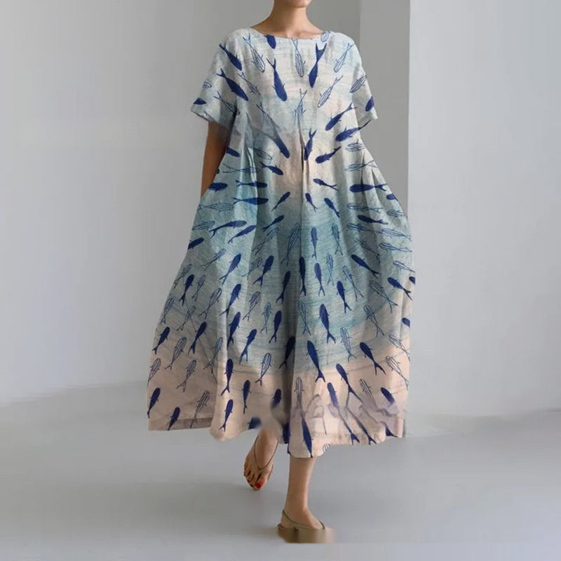 Women's Clothing Plus Size Loose Short Sleeve Dress