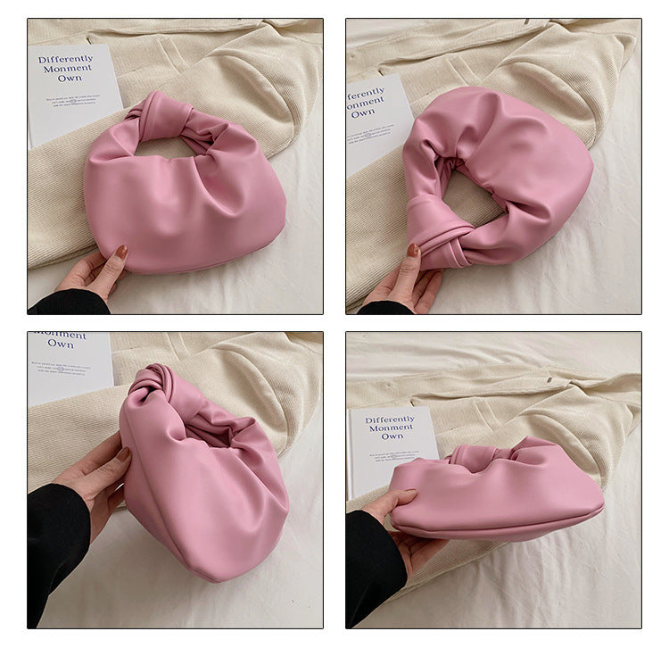 Western Style Crossbody Portable Pleated Cloud Bag For Women