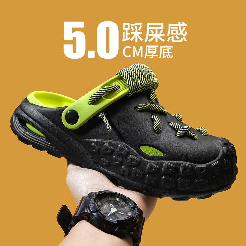 Hole Shoes Men's Summer Outdoor Closed Toe Poop Feeling Couple Half Slippers Beach Sandals