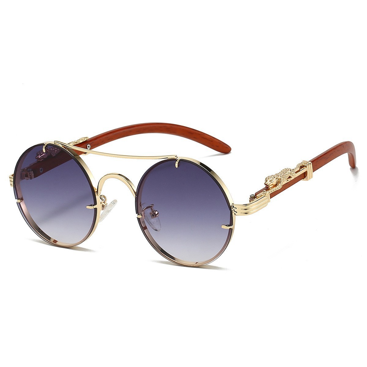 Retro Double Beam Leopard Head Sunglasses