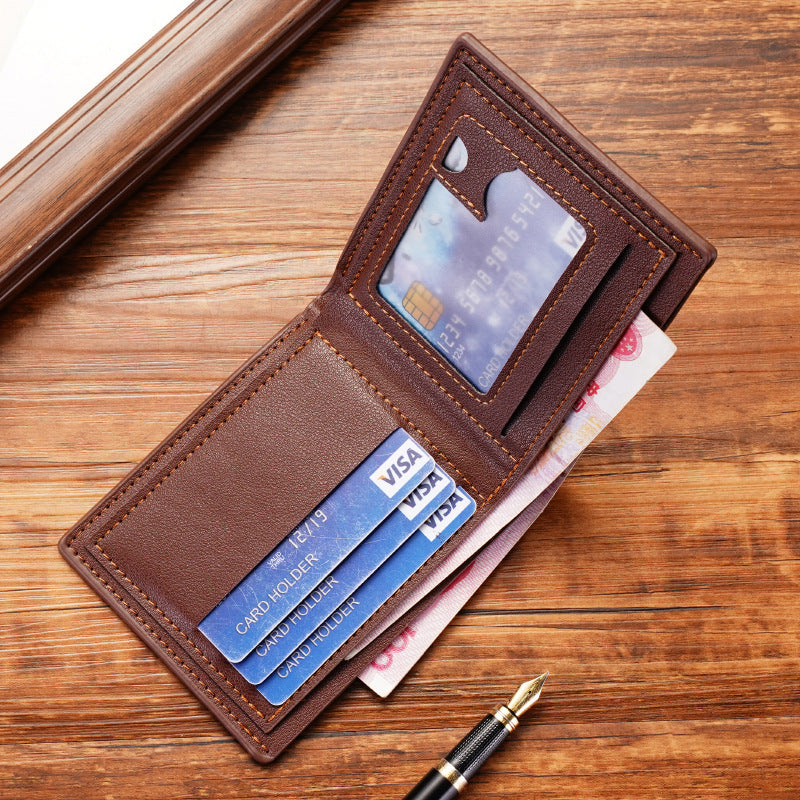 Men's Wallet Short Multi Card Slots Wallet Thin Three Fold Horizontal Soft Leather Wallet