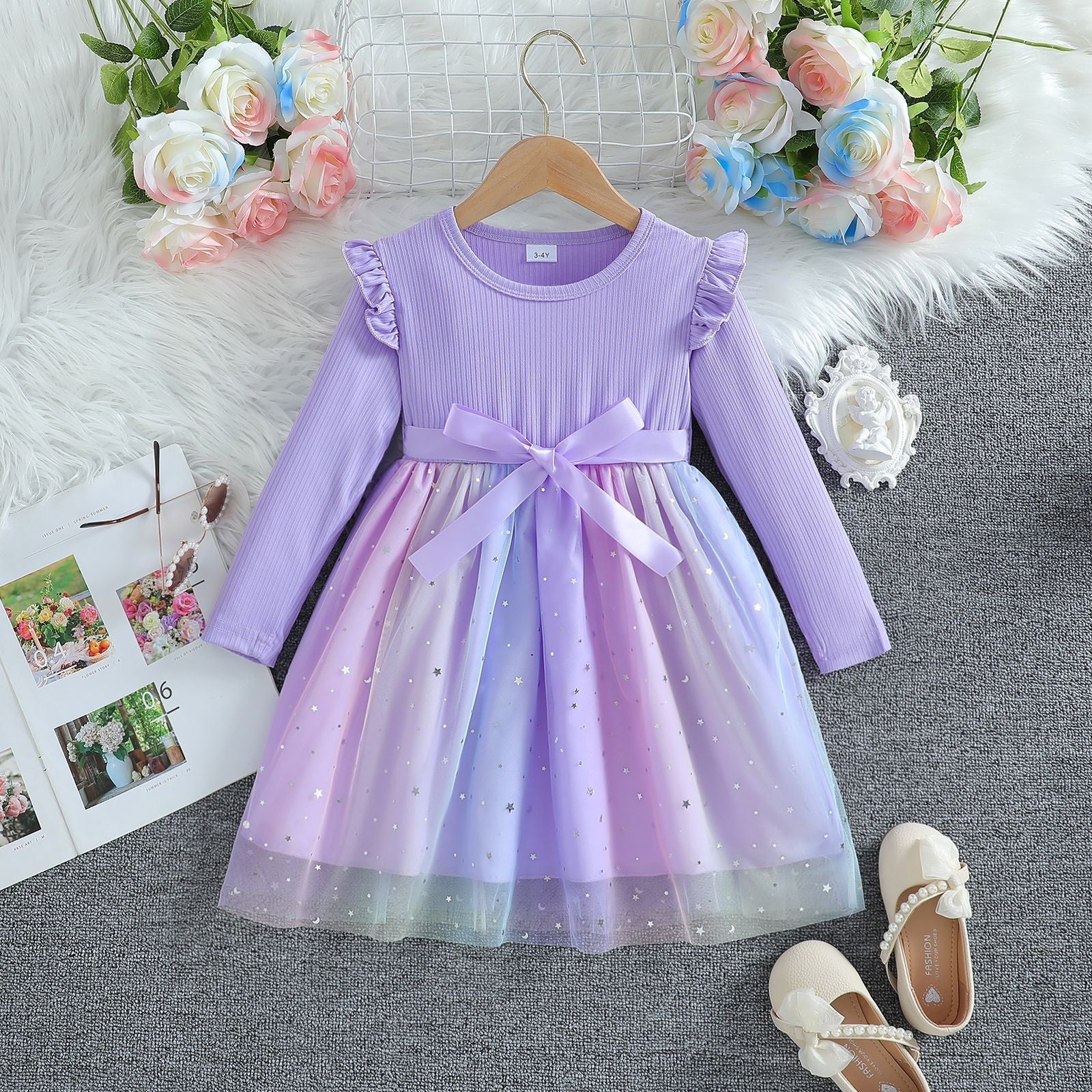 Baby Long Sleeve Bowknot Dress