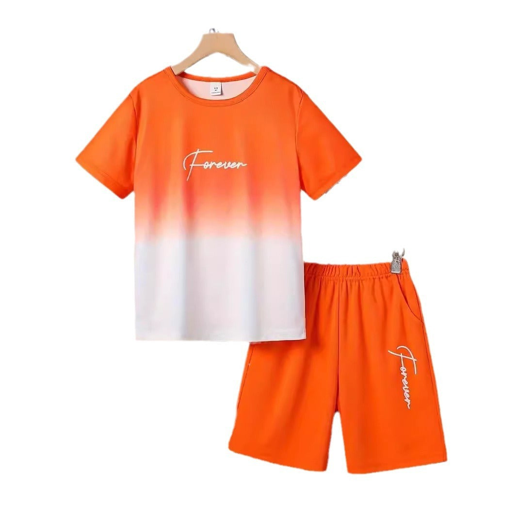 Boys' Casual Short Sleeve T-shirt Top Shorts Two-piece Set