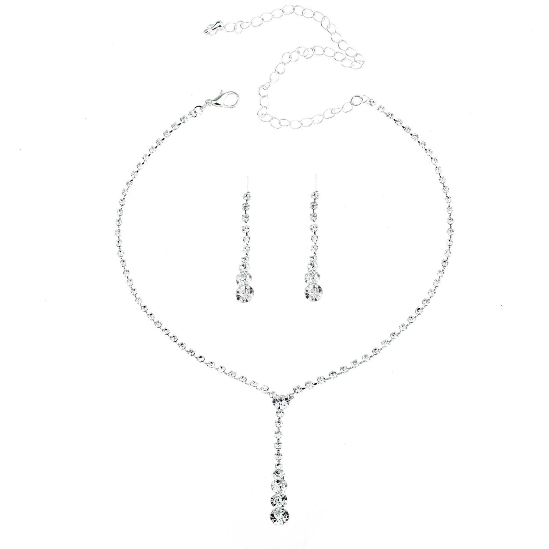 Silver Water Drop Necklace Earrings Two-piece Set Combination
