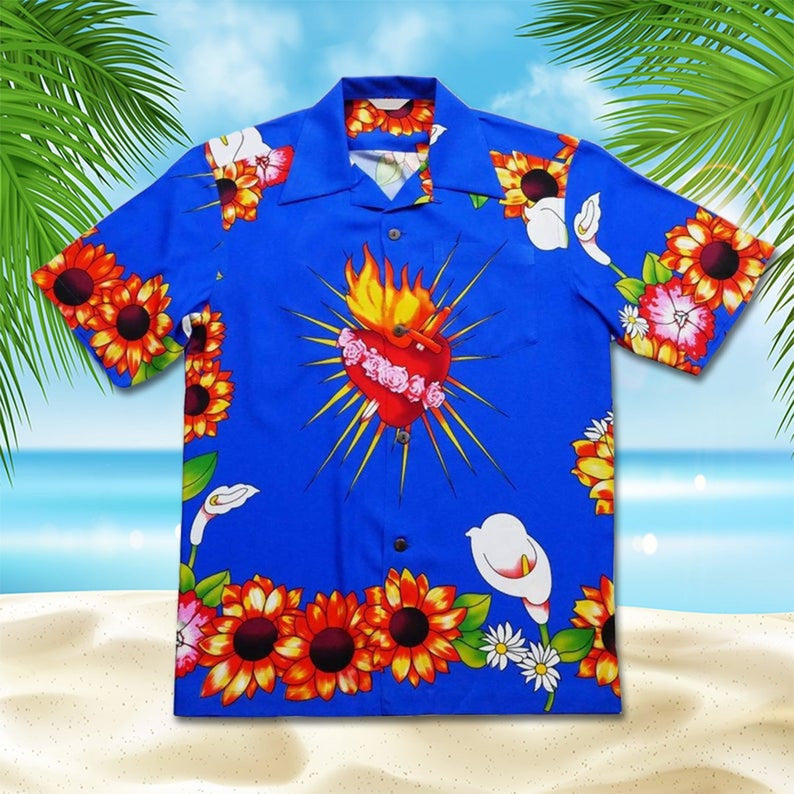 Men's Casual Slim Beach 3D Printed Short Sleeve Shirt