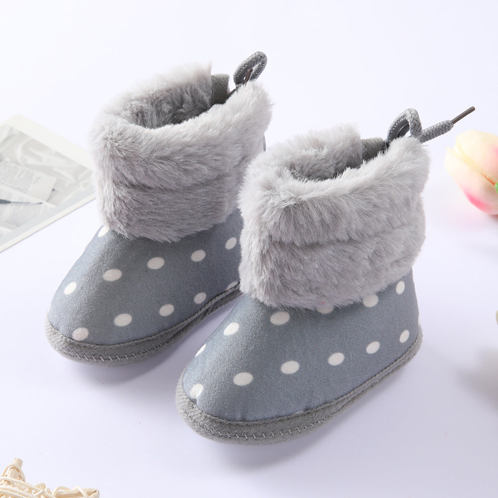 Polka Dot Fur Boots  Newborn Baby Shoes