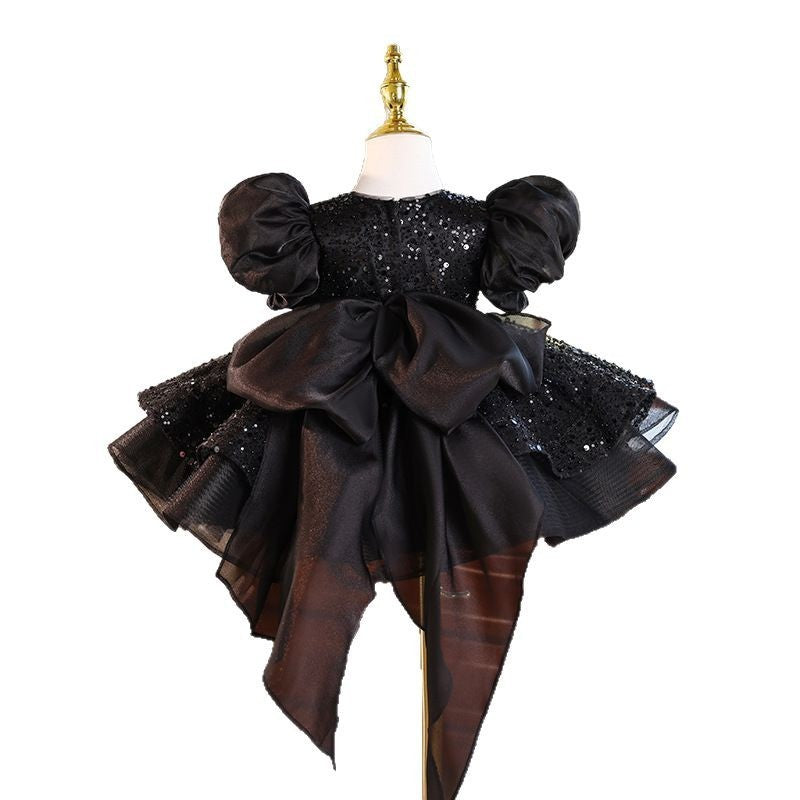 Girls' Fashion Personality French Puff Sleeve Dress