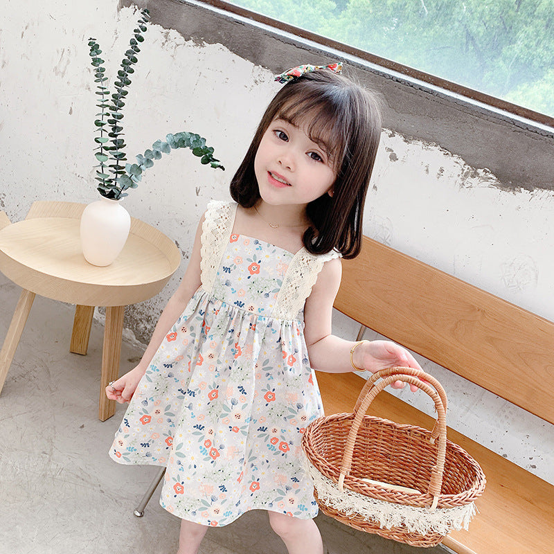Floral Princess Lace Sling Dress