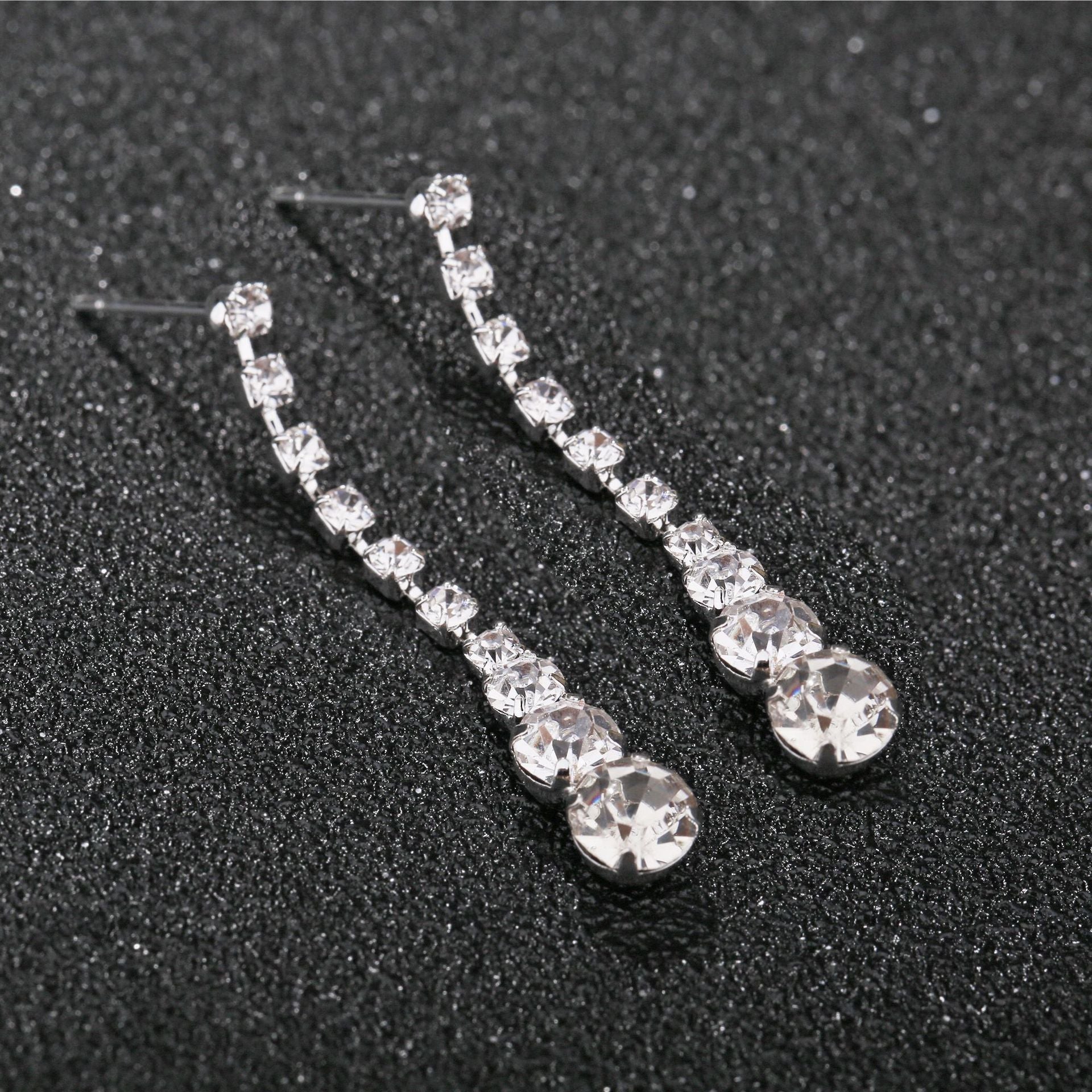 Silver Water Drop Necklace Earrings Two-piece Set Combination