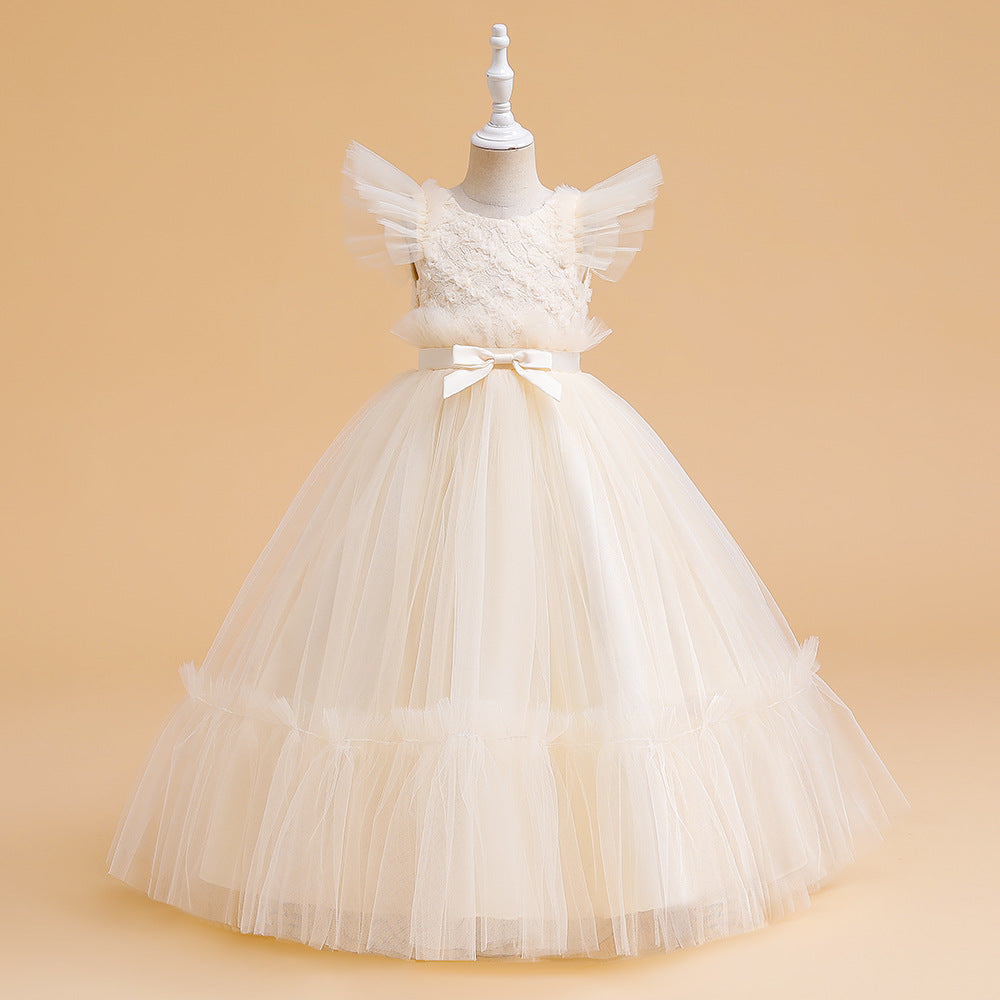 Girls' Fashion Casual Mesh Sleeves Dress