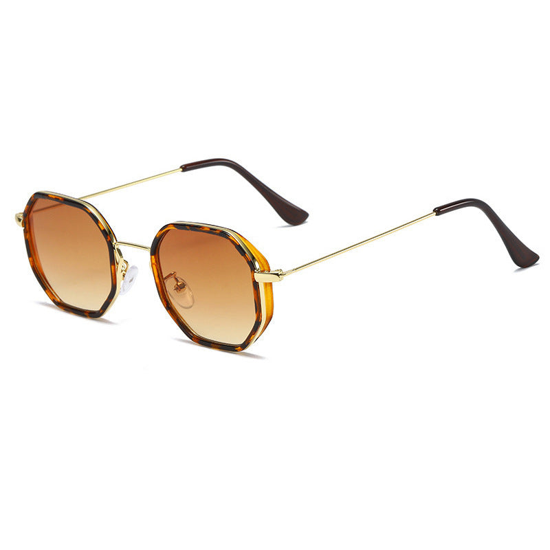Men's Personalized Polygon Pc Metal Racket Lightweight Small Frame Sunglasses