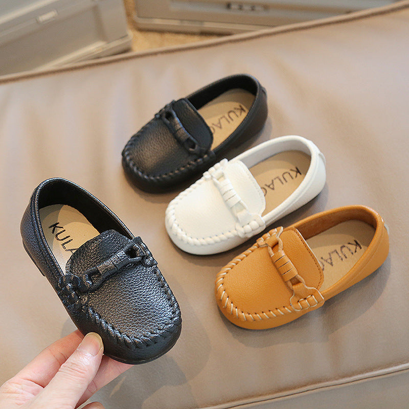 Korean Style Casual Children Gommino Soft Bottom Slip On Baby Shoes Boys' Leather Shoes Slip-on