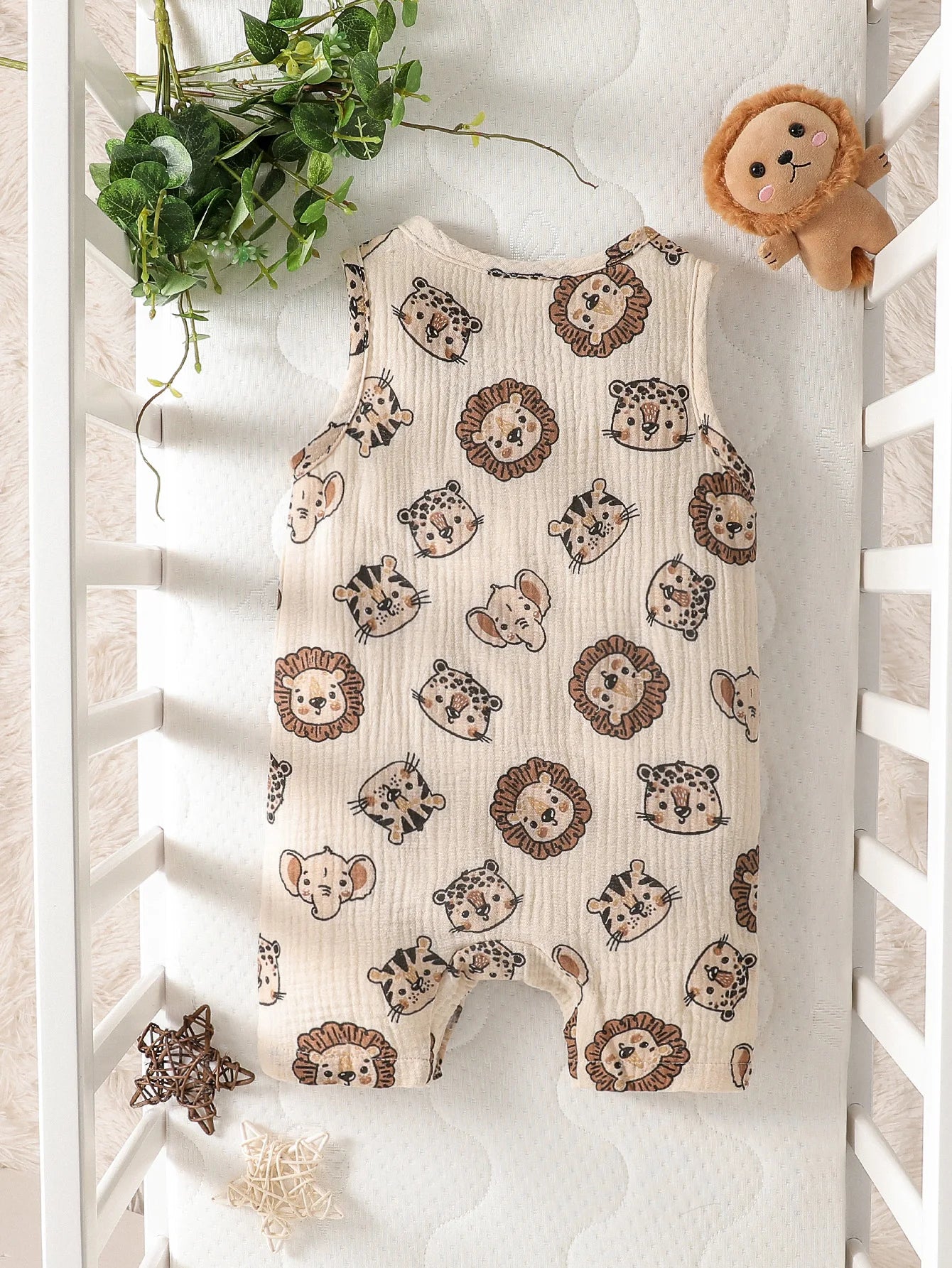2024 New Cotton Soft Baby boys summer Sleeveless cute cartoon animals printed Daily  Jumpsuit