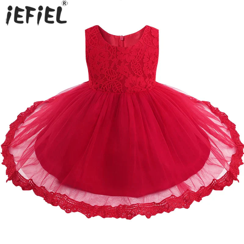 Infant Baby Girls Clothes Flower Girl Dress Toddler Formal Floral Lace Newborn Princess Wedding Bridesmaid Easter Party Dresses