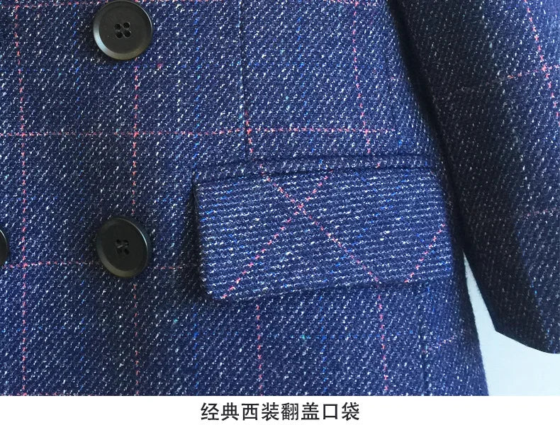 Child Formal British Plaid Dress Suits Set Spring And Autumn Boys Birthday Party Wedding Piano Show Costume Kids Blazer Pants