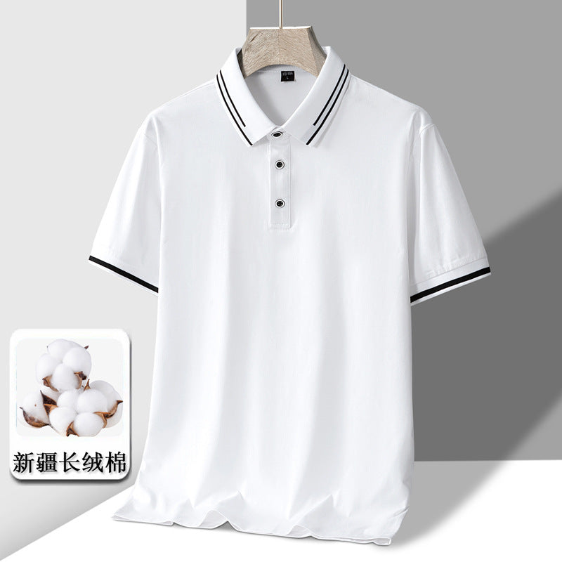 Men's Short-sleeved T-shirt Full Cotton Thin Section Business Lapel