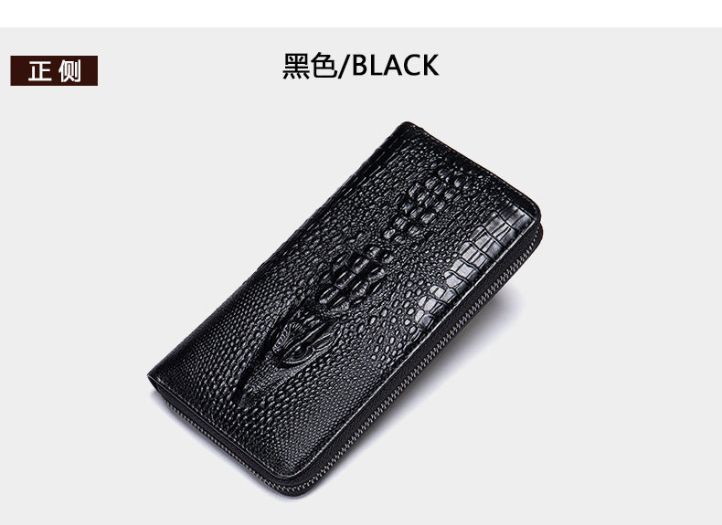 CROCODILE PATTERN LEATHER LONG WALLET