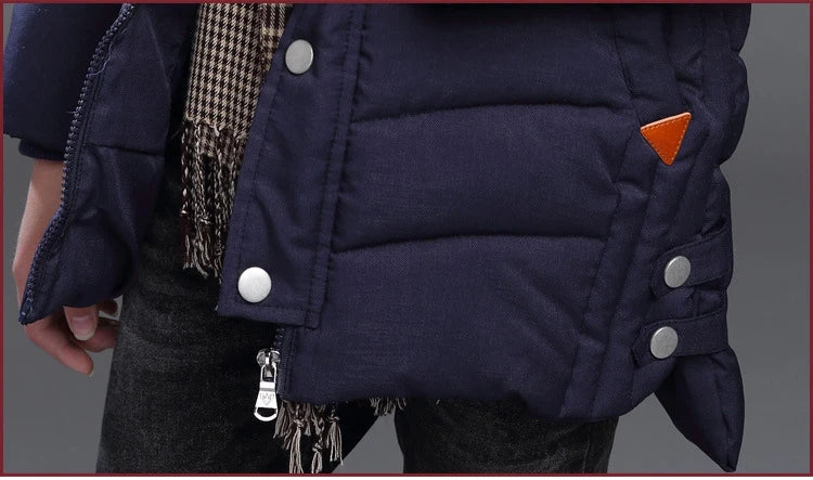 5-14 Years Big Boys Jacket Winter Thicken Warm Teenager Kids Jacket Fashion Long Style Zipper Hooded Children Outerwear Clothing
