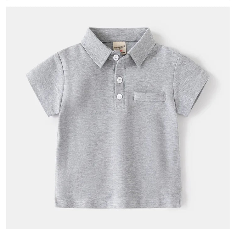 Summer Polo Tshirts for Boys Cotton Fashion Solid Color Toddler Kids Tees Children's Clothes