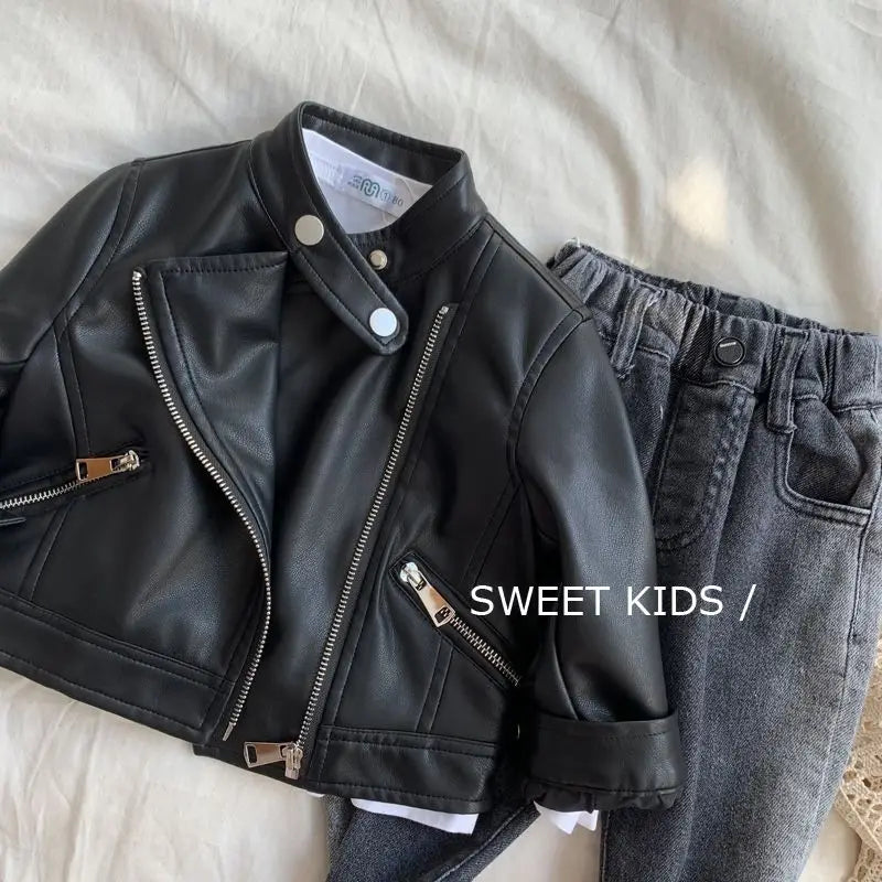 Spring Autumn Boys Leather Jackets For 1-6 Years New Classics Handsome Baby Boy Pu Outerwear Kids Clothing Zipper Fly Coats