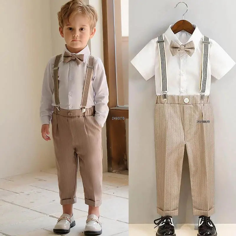 Boys Summer Photograph Dress School Kids Beaufitul Birthday Suit Children Formal Wedding Performance Luxurious Tuxedo Wear