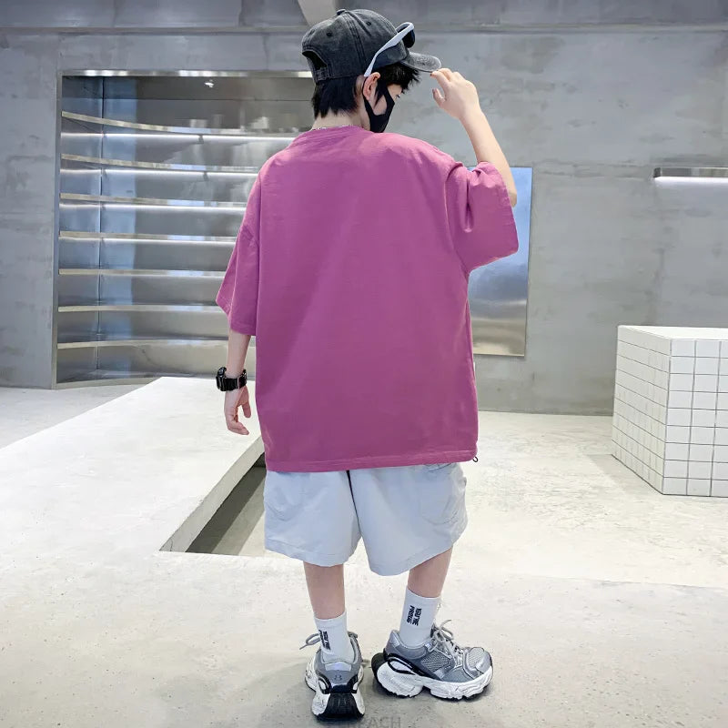 Summer Kids Outfit Sets for Boys Short Sleeve T-shirt Shorts 2PS Clothing Set Tweens Child Tracksuit Top and Bottom Clothes Set