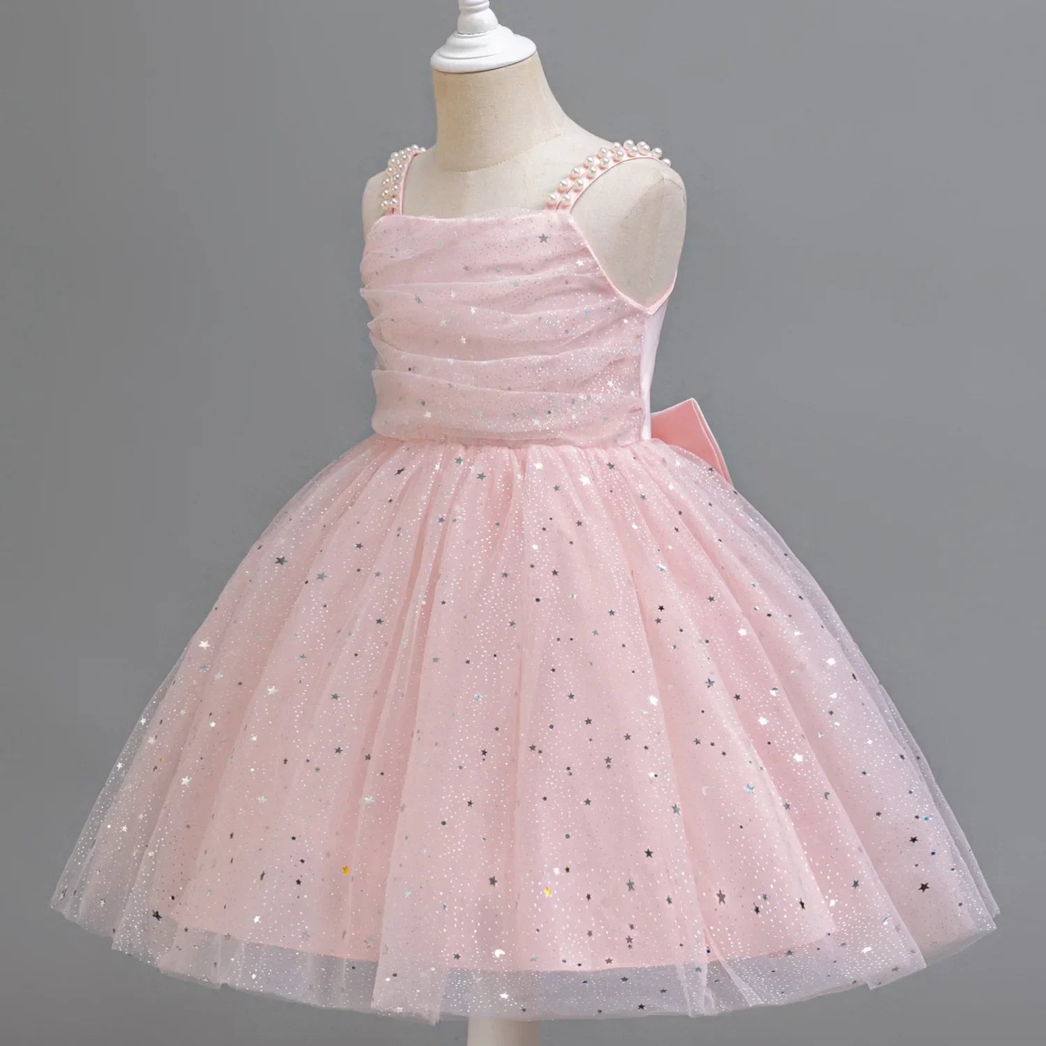 Baby Girl Lace Dresses Sparkling Weddings Pink Dress Elegant Princess Party Tutu Toddler Kids Birthday Baptism Formal Ball Gowns