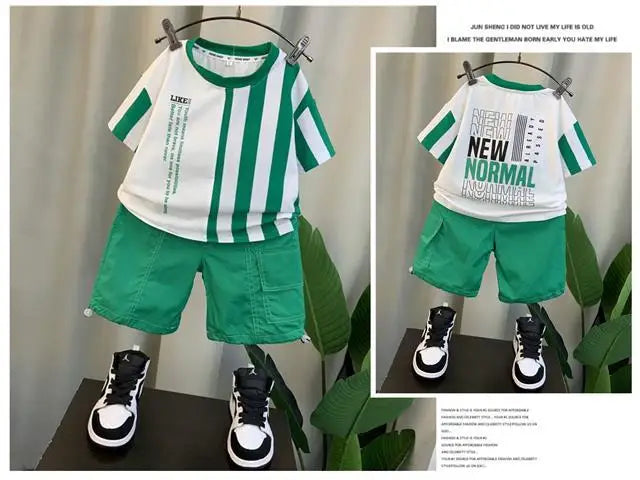 Summer Boy Clothing Suit New Children's Clothes Set Boys Short Sleeve T-Shirt Shorts 2 Piece Set Kids Sportswear Suit 2 4 6 8Y