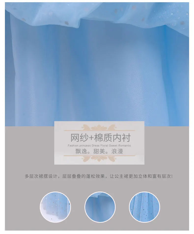 Birthday Party Princess Dress Girl Summer Girl Halloween Carnival Cosplay Elsa Costume Holiday Party Dreamy Sequin Fancy Gown