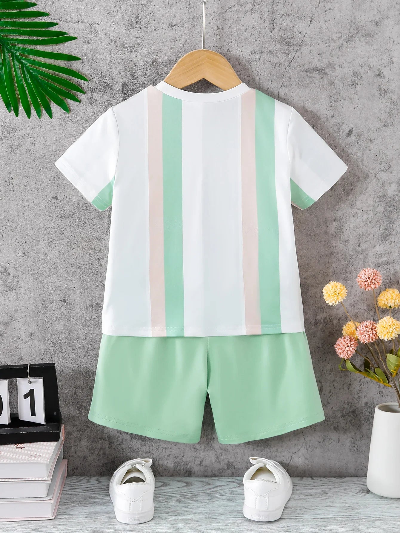 Boys Summer Striped Short Sleeve Two-Piece Set Kids Clothing