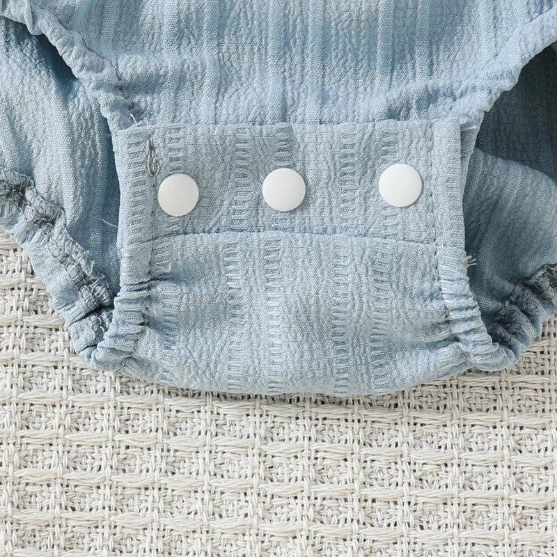 Baby Girls Boys Summer Romper Infant Sleeveless Letter Embroidery Button Casual Overalls