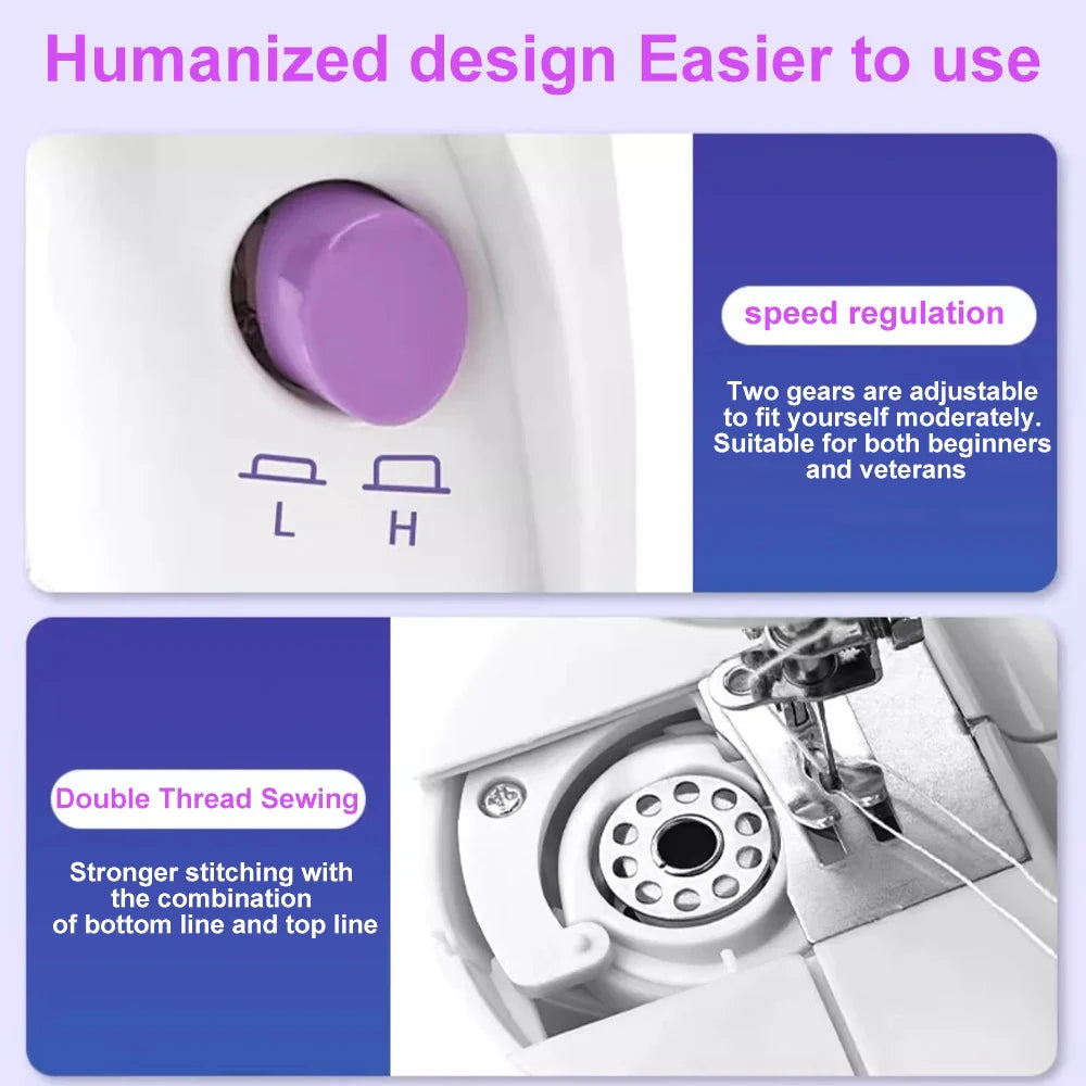 Household 202Mini Sewing Machines Handheld Sewing Machine Light and Speed Control for Beginner DIY Home Sewing Accessories