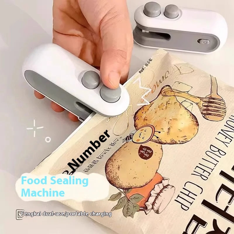 Portable Sealer Mini Heat Bag Sealing Machine Heat Sealer For Snacks Rechargable Heat Sealer Multi-function Kitchen Tool 2 in 1