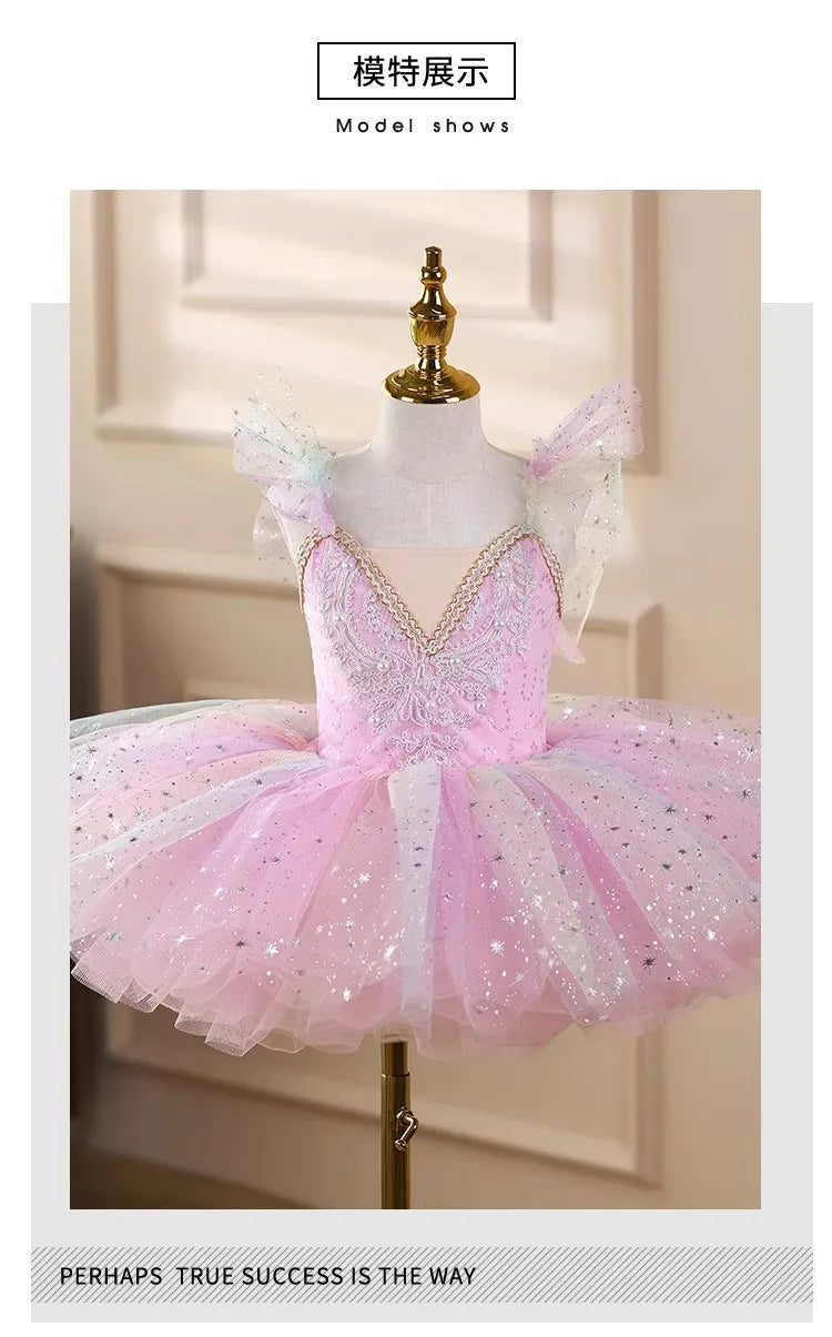 Summer Party Girls Dresses Kids Clothes Vestidos Princess Outfit Girl Dress Tutu Stage Ballet Leotards Dance Costumes Ballerine