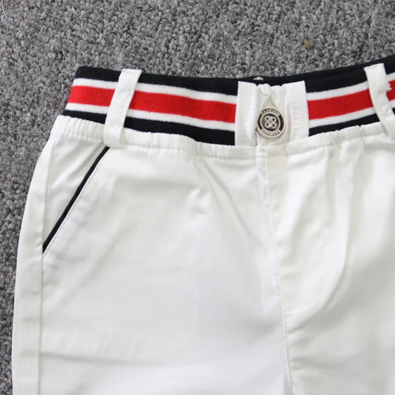 Summer Boys Clothing Set Cotton Striped Short Sleeve Lapel Shirt Pants 2Pcs Suit For 2-6 Years Kids Casual Outfits Elegant Suit